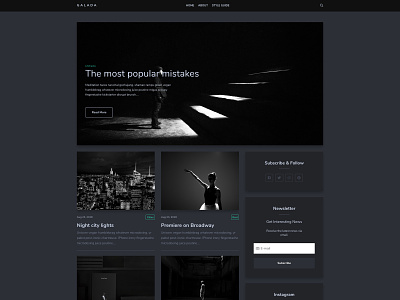 Galada blog dark theme design web