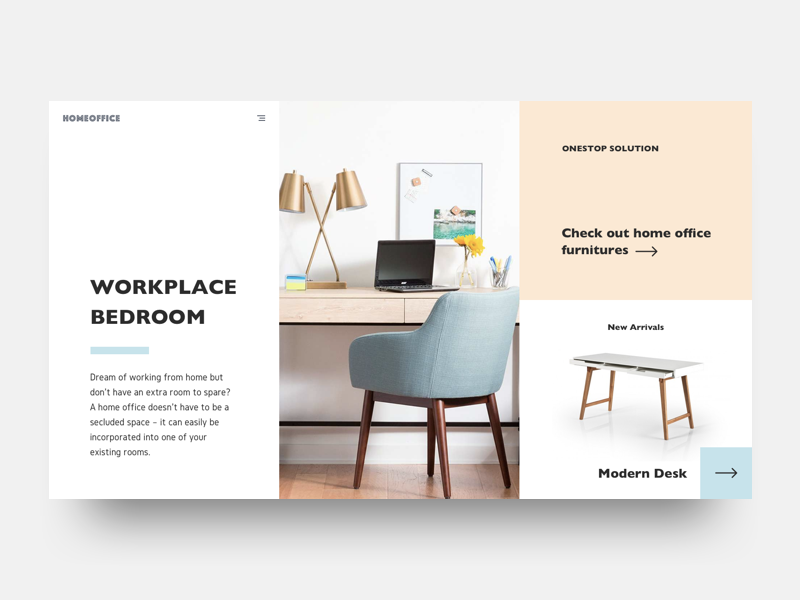 Design exercise - visual hierarchy pastel scandinavian above-the-fold web design furniture minimalist
