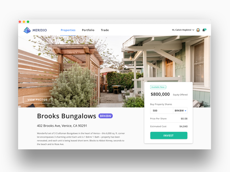 Blockchain Property Web App Product Detail Page ui ux interface design web ui property details real estate property app web app tokenization cryptocurrency crypto blockchain