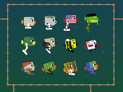 Squatbot Skins Sample characters illustration mobile