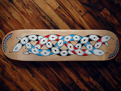 Braided Snakes braid deck knot maple red serpent skateboard snake tangle white wood