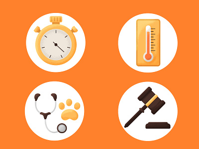 Diverse Icons clock doctor icons orange pet round thermometer vet