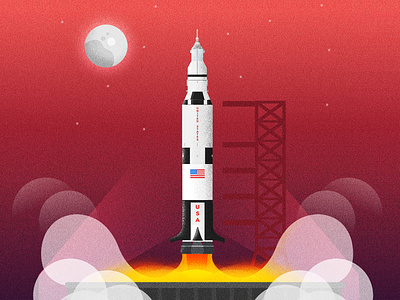 The Mighty Saturn 2d apollo11 digital fire launch moon moonlanding nasa rocket saturnv space