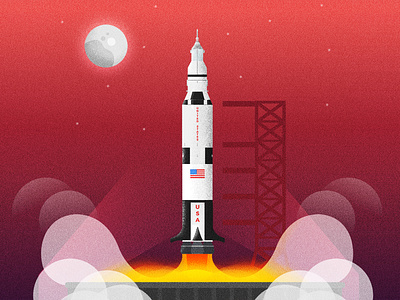 The Mighty Saturn 2d apollo11 digital fire launch moon moonlanding nasa rocket saturnv space