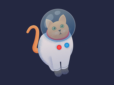 Space Cat astronaut cat cute flat pet space suit vector yellow