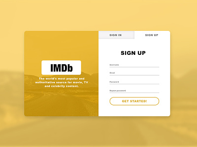 Daily Ui #001 Sign up page dailyui imdb sign-up