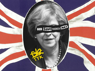 God Save Theresa May branding british collage design flag grafitti illustration logo logomark ooh political campaign politics social conent stamp street art teresa may typography uk youth