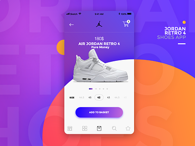 Jordan Retro 4 Shoes App 7ninjas app crean design ecommerce ios jordan marcinrumierz mobile modern shop store