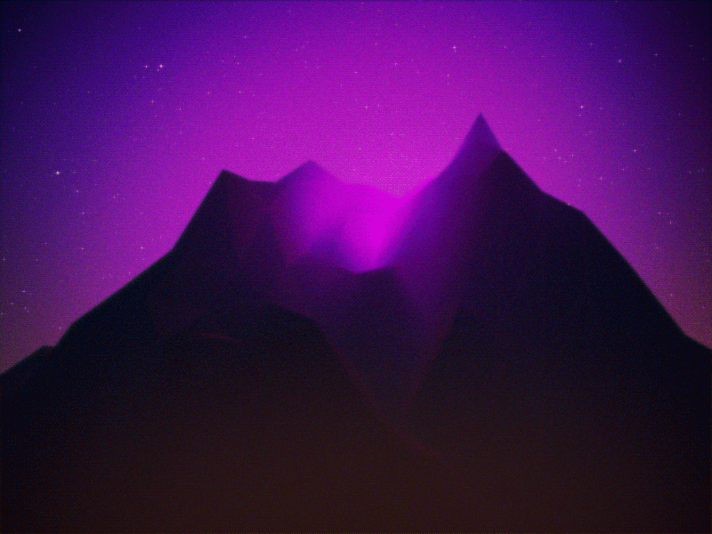 Neon Mountain 3d animation illustration low poly mountain neon night retro