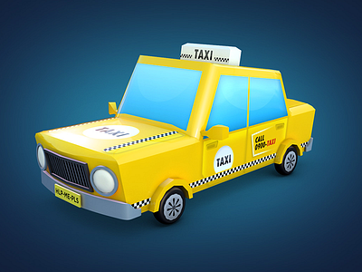 Taxi 3d car game illustration low poly render taxi unity vehicle