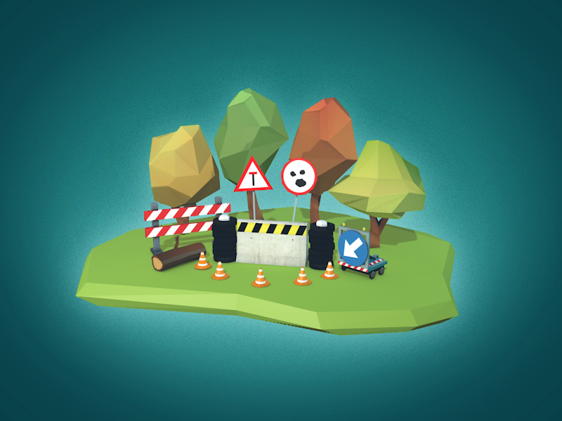Road Rage Props modeling roadblock unity ios game props low poly 3d