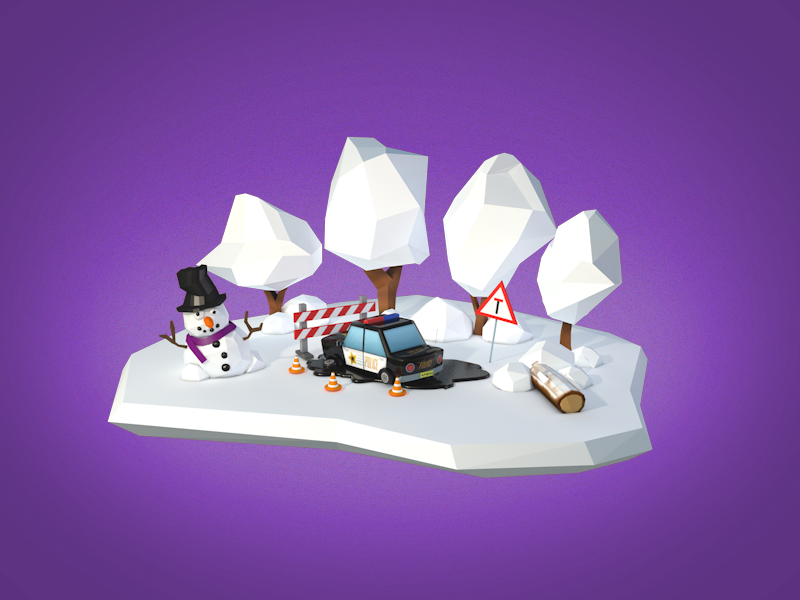 Road Rage Props #3 low poly unity winter props modeling ios game snow 3d