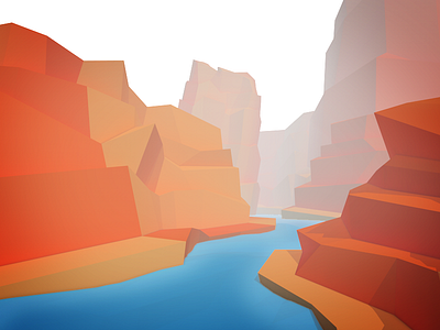 Foggy Canyon 3d canyon concept fog illustration landscape low poly river