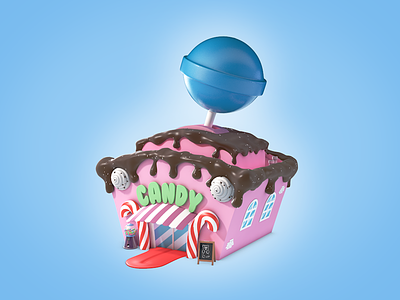 Candy Shop 3d building candy cartoon illustration lolly shop sweet