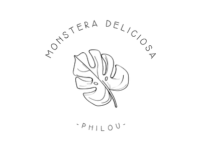 Philou deliciosa display ad illustration lineart monstera plant print vector