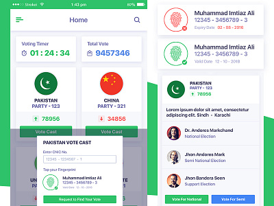Vote Pakistan and Worldwide app design mobile