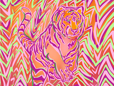 Camouflage apple pencil art drawing expressive illustration tiger