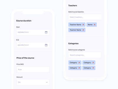 Online course settings (admin panel) admin panel back office digital product online course settings online education product design settings ui ux