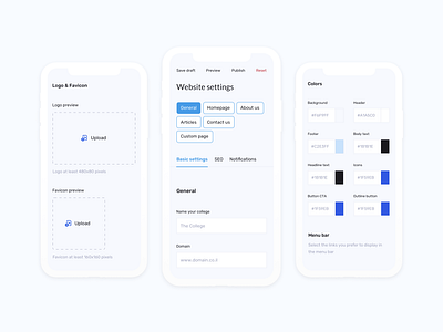 Website settings (admin panel) admin panel back office college online digital product online education product design ui ux web website settings