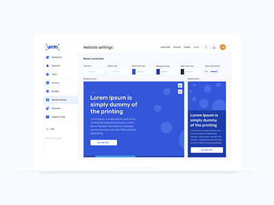 Homepage banner constructor (admin panel) admin panel back office college online course settings digital product online education product design ui ux web
