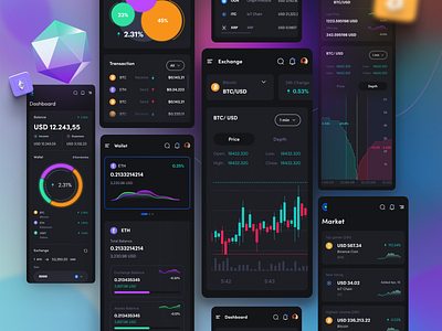 Cryptolly - Cryptocurrency Landingpage & Mobile Responsive app bitcoin black crypto cryptocurrency dark design eth ethereum finance financial investment minimal mobile money responsive ui ux wallet website