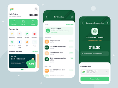 Wpay Homepage, Notification, Summary Transaction app bank clean design e-wallet finance fintech homepage ios minimal mobile mobile app mobile ui modern notifications payment summary ui ui8 ux