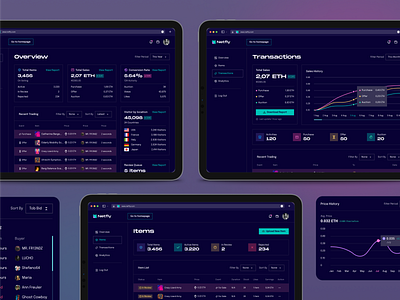 Netfly - NFT Marketplace Web UI Design Kit app art bitcoin chart clean coin cryptocurrency design eth finance landing page metaverse minimal nft overview transactions ui ux web3 website