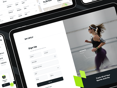 Sportly - Sign up & Activity Log app clean dashboard design fitness health lifestyle mobile modern onboarding run sign in sign up sport statistics tracker trainer ui ux workout