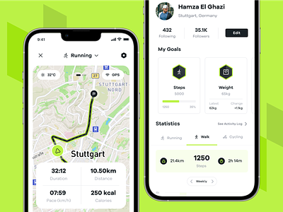 Sportly - Running Record & Profile app dashboard design fitness healthy lifestyle map minimal mobile modern profile record run sport statistics tracker trainer ui ux workout