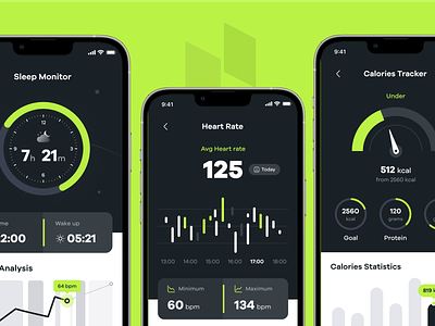 Sportly - Sleep Monitor, Heart Rate and Calories Tracker app calories chart dashboard design fitness healthy heart rate lifestyle minimal mobile modern run sleep sport tracker trainer ui ux workout