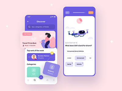 Queezy - Discover and Quiz Details answer app clean design discover education games illustration ios knowledge learning minimal mobile app modern question quiz school trivia ui ux
