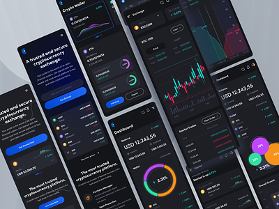 Crypto Responsive Chart & Stock App app bitcoin chart coin crypto cryptocurrency design eth exchange finance invesment landingpage market minimal mobile money responsive ui ux wallet