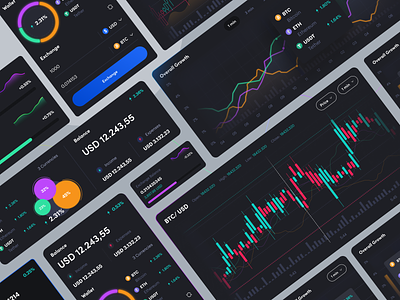 Crypto Card & Graph Design app bagde bitcoin coin components crypto cryptocurrency design elements finance graph innerpage invesment minimal modern money statistic ui ux website