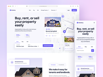 Estatery - Real Estate SaaS Web UI Kit apartment app architecture business design hero home home tour homepage house landing page map minimal property real estate rent search property ui ux website