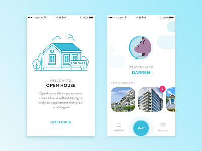 Open House App app home home screen illustration ios mobile app onboarding real estate ui ux