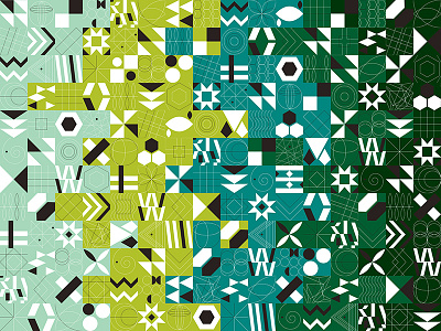 Pattern Design Round 2 blue geometric gradient green ombre pattern