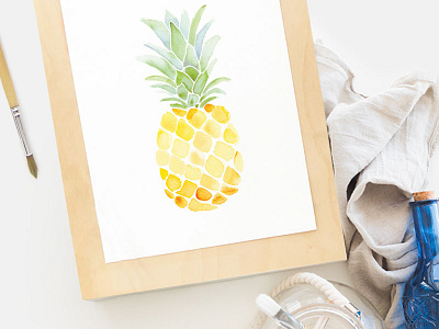 Pineapple Party art painting pineapple watercolor