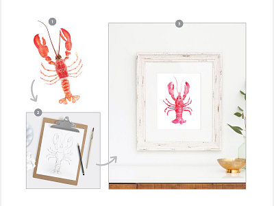 Anatomy of a Commissioned Painting art claws commission crustacean lobster painting watercolor white space