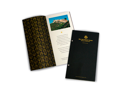 Malibu Rocky Oaks brochure brochure malibu rocky oaks renee pulve smudge design wine brochure