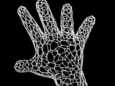Hand by Voronoi Mesh c4d concept deformation mesh voronoi