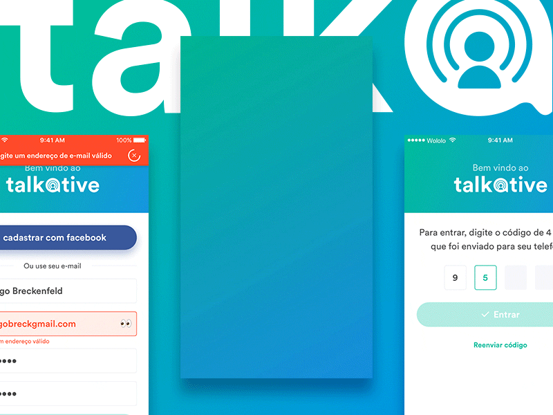 Talkative - Login mobile app motion design principle sketch ui design