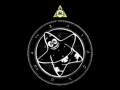 Patrigram all seeing eye band character demon devil worship freemason halloween horror humor illustration logo occult paganism punk satan satanic satanism unique tshirt design wicca witchcraft