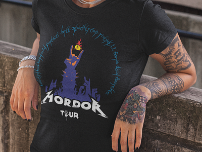 Road to Mordor all seeing eye artistic tees band demon gandalf hobbit illustration indie logo lord of the rings middle earth spooky tolkien trash metal tshirt store unique tshirt design