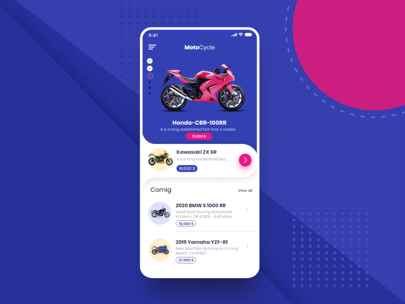 Motorcycle animation app design mobile mobileapp uidesign uiux uxdesign