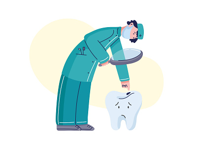 Dentist caries character dentist dentistry illustrator stomatology tooth vector