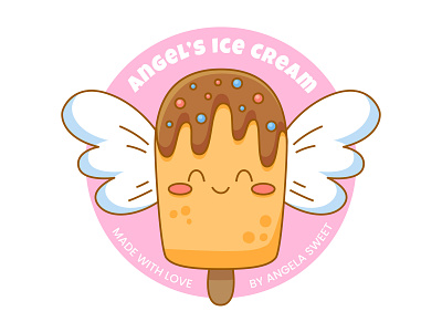 Angel's ice cream angel cute food ice cream ice cream shop icecream illustrator kawii label logo vector