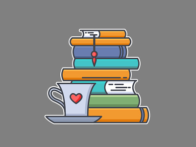 Books and coffee book cafe coffee icon library literary logo love mug reading
