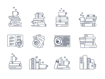 For book lovers book cafe coffee icon library logo love reading tea