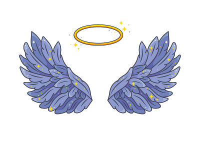 Angel wings angel flat halo line nimbus saint vector wings