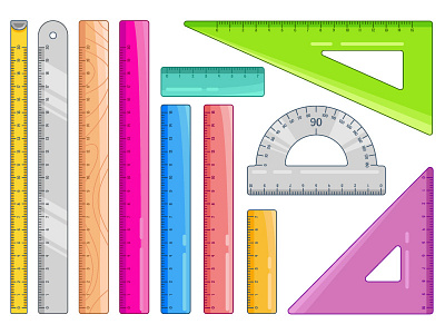 Cool school stuff flat ruler school stationery supplies vector